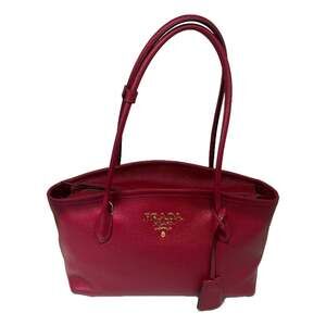 Prada Vitello Phenix Leather Rubino Red Top Handle Shoulder